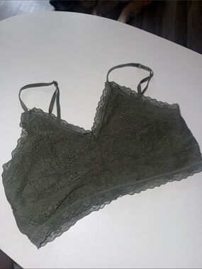 Lace Bralette in Olive Green - Soft Stretch Comfort